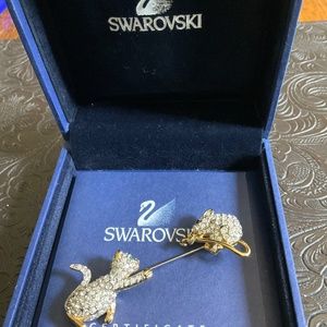 SWAROVSKI Crystal Cat and Mouse Pin Brooch